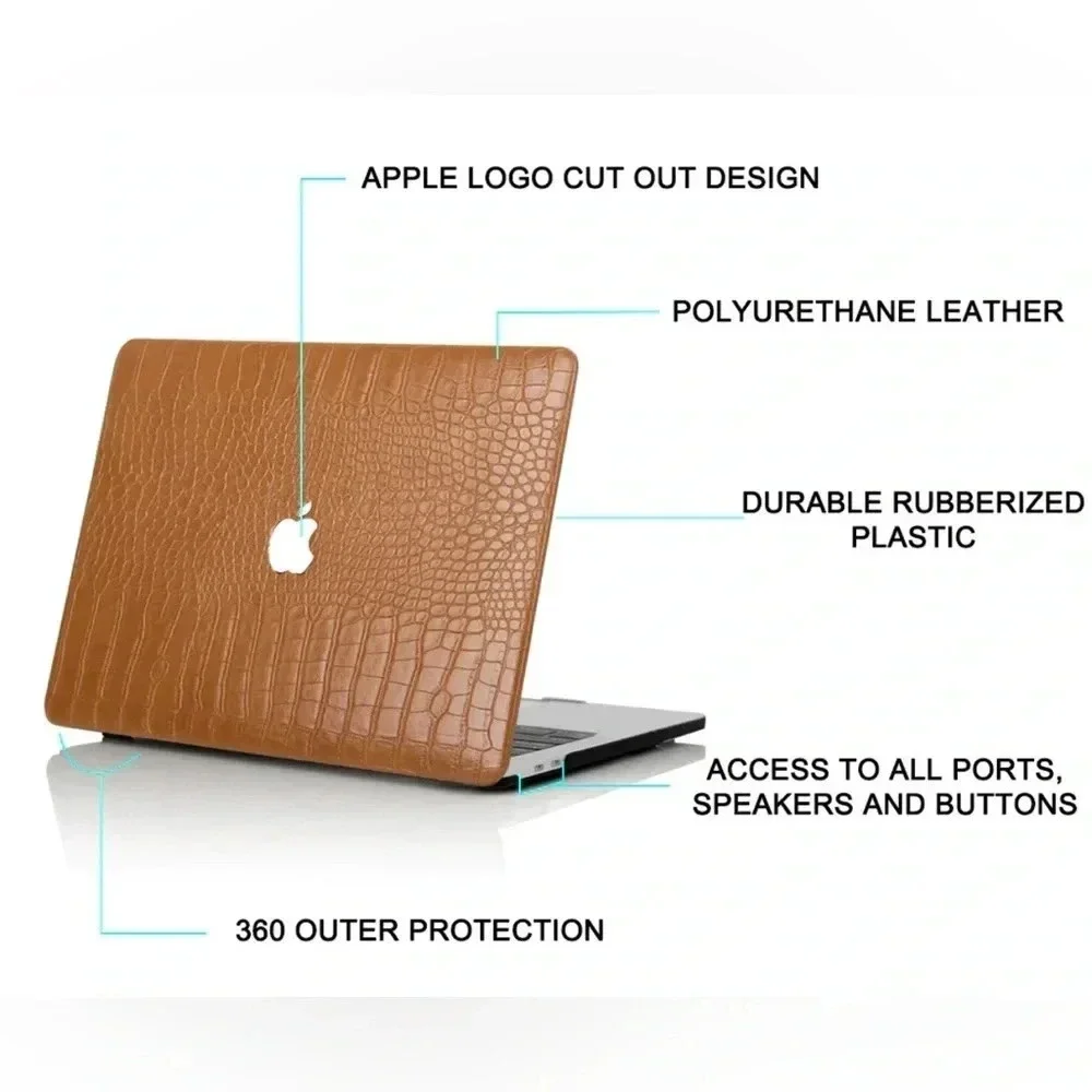 MacBook 14” Faux Crocodile Hard Case Chestnut Color Case - NWT